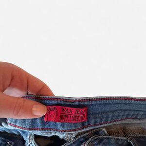 Wax Jean “I love your butt” Y2K low rise skinny jean, women’s size 16